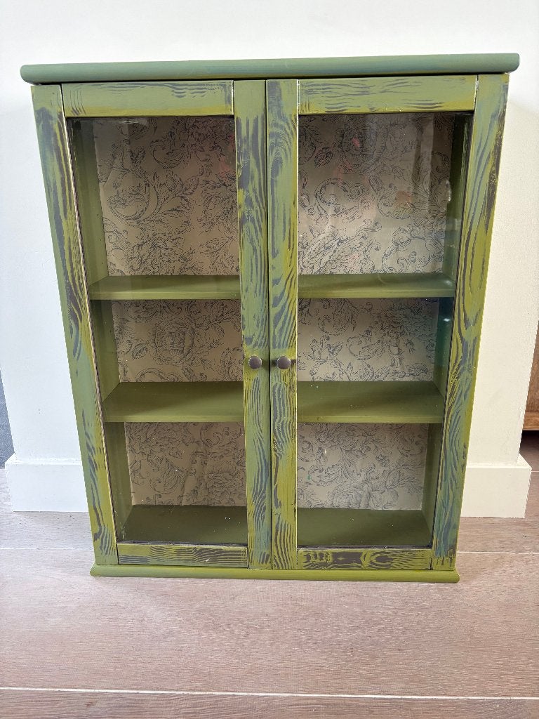 Vitrine kastje klein brocante groen !!, Ophalen, Vintage/brocante, 50 tot 100 cm, Minder dan 25 cm