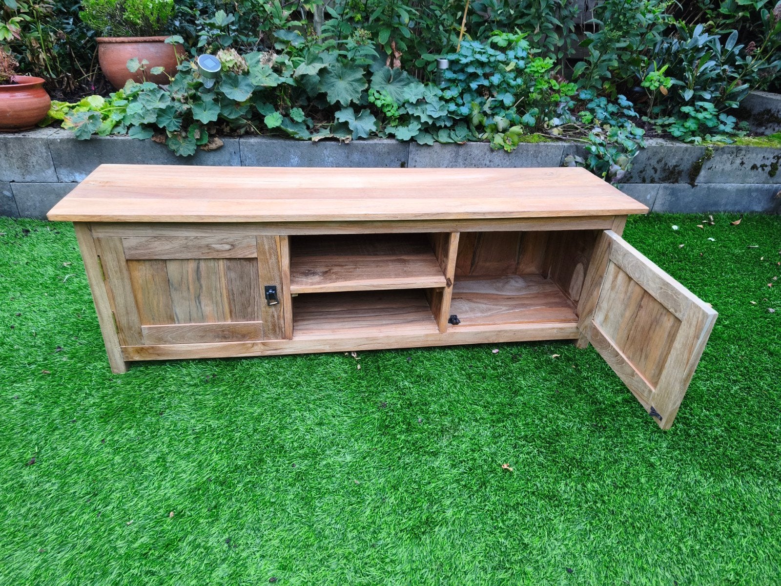 TV-Meubel, Ophalen, 100 tot 150 cm, Teakhout, Nieuw