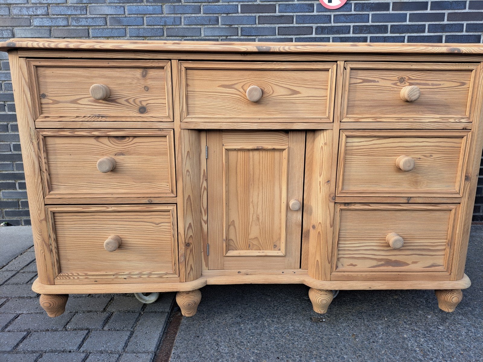 Oud grenen gezandstraalde ladekast commode