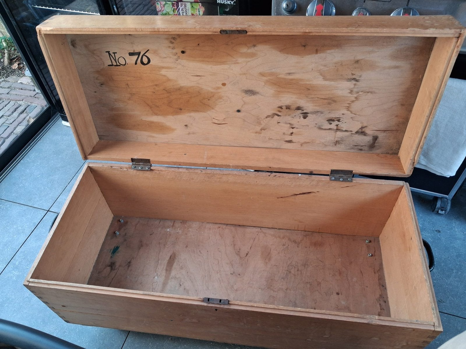 Vintage houten opbergkist, Ophalen, 50 – 75, Minder dan 50 cm, Gebruikt