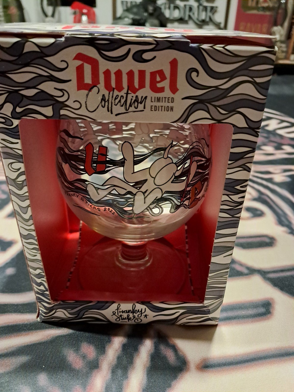Duvel Collection Limited Edition Franky Sticks glas 2022, Huis en Inrichting, Meerkleurig, Nieuw, Ophalen of Verzenden, Modern