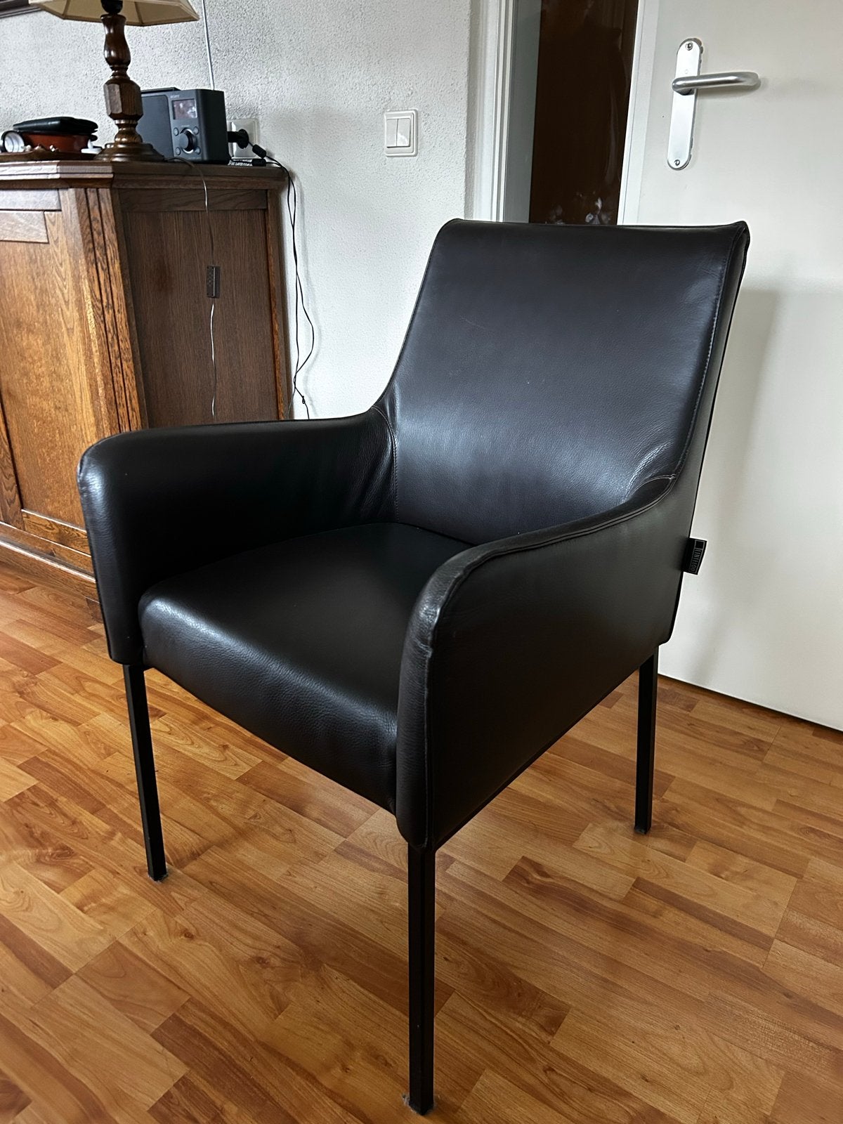 Donkerbruine leren eetkamerstoelen 4 stuks, Huis en Inrichting, Ophalen, Bruin, Leer, Zo goed als nieuw