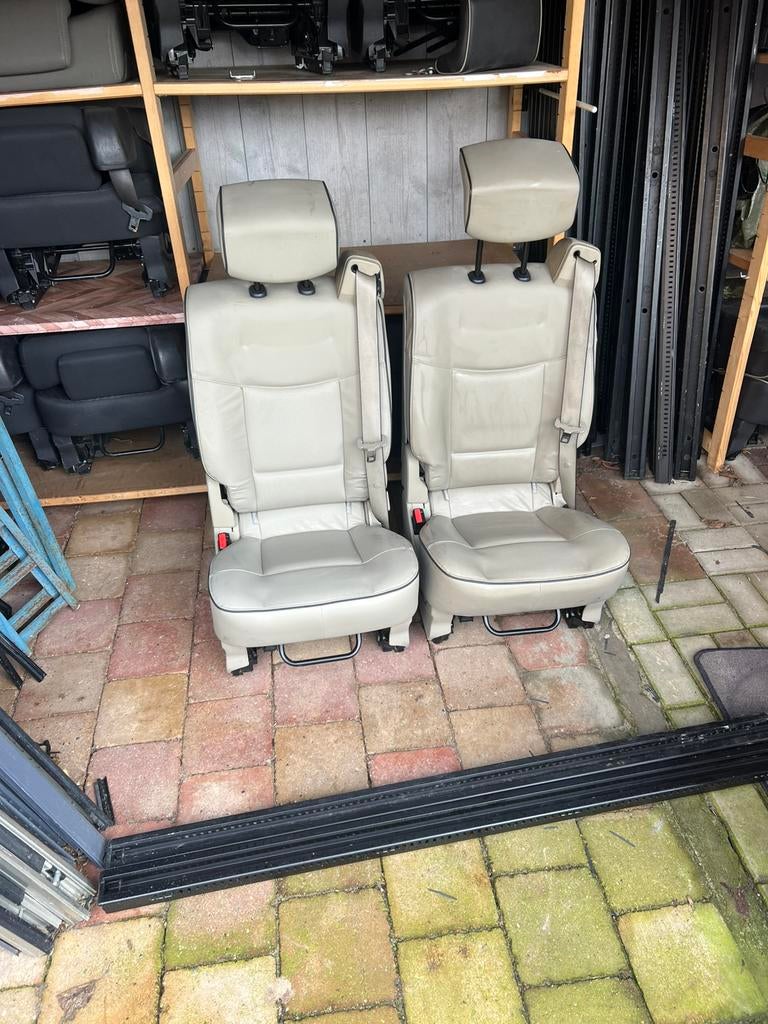 Beige leren stoelen 3p gordel isofix rails gratis camper bus, Ophalen, Gebruikt