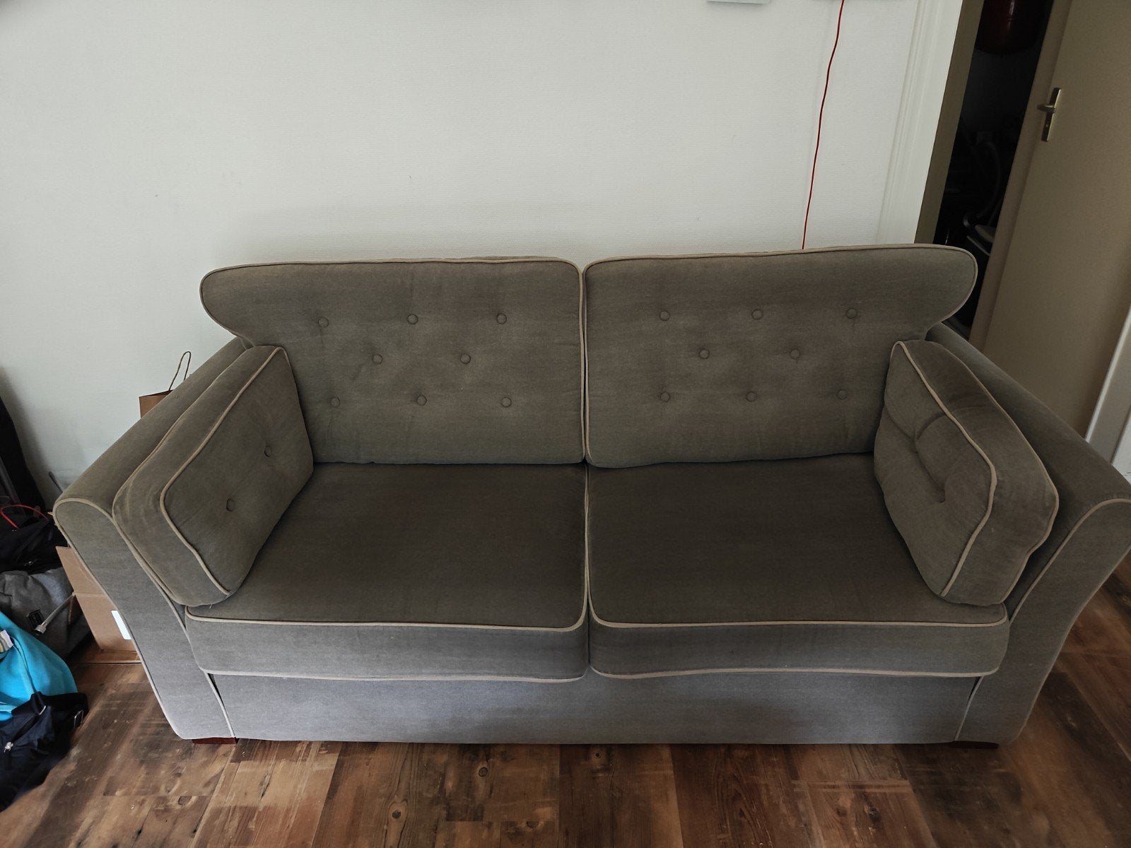 Comfortabele bank van Van Bommel met 6 kussens, Ophalen, Gebruikt, 150 tot 200 cm, Tweepersoons