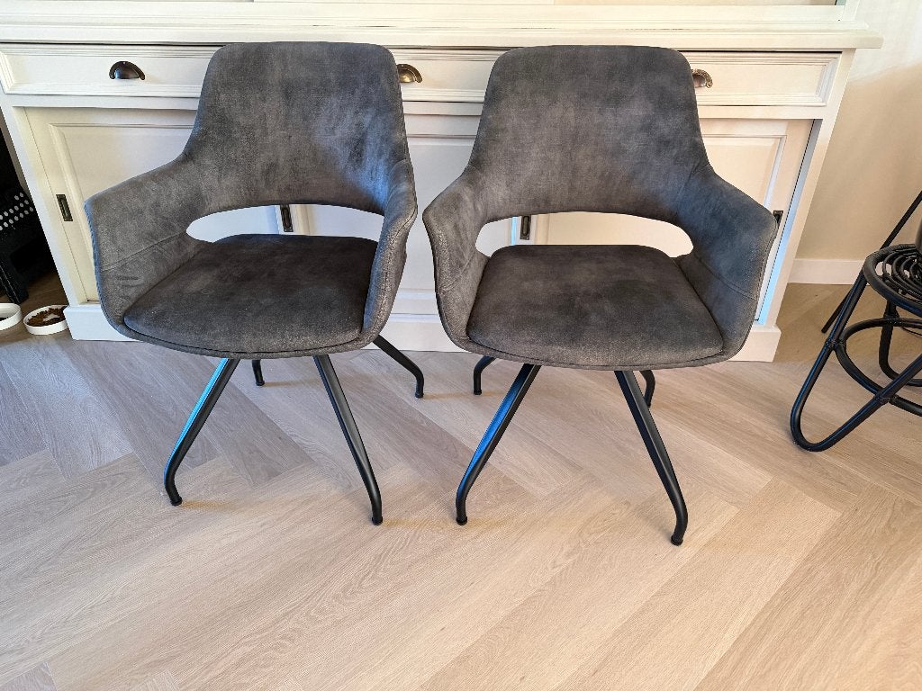 2 Nieuwe Eetkamerstoelen Capp Olive Velvet Groen Draaibaar, Ophalen, Twee, Overige kleuren, Modern, Draaibaar, Velvet, staal, olive