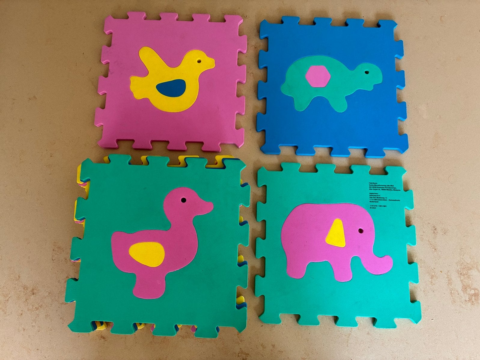 Puzzelmatten: 10 cijfers en 10 dieren (20 tegels), Ophalen of Verzenden, Gebruikt, Jongen of Meisje