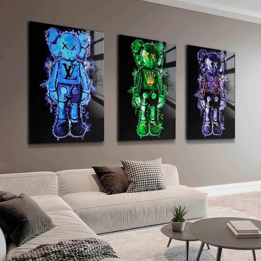 Set van 3 gehard glas schilderijen 60x90 – moderne wall art, Ophalen