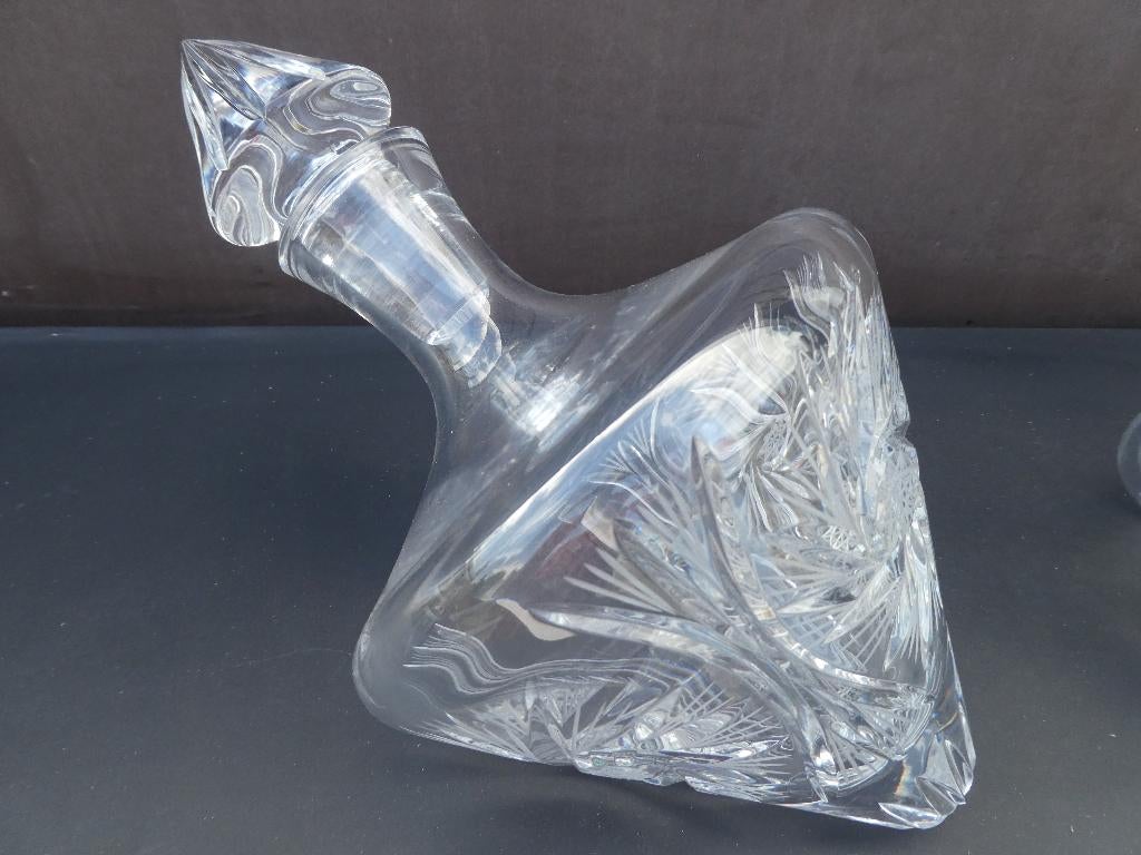Boheems Kristallen puntkaraf / decanter, Antiek en Kunst, Antiek | Glas en Kristal, Ophalen of Verzenden