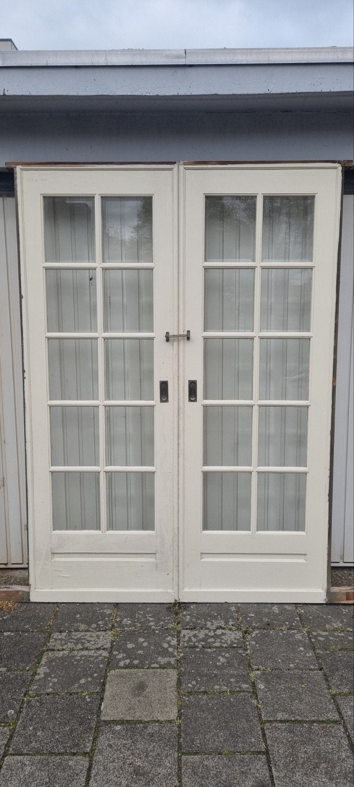 ensuite schuifdeuren , facet geslepen glas uit jaren 1920/30, Doe-het-zelf en Verbouw, Kozijnen en Schuifpuien, Gebruikt, Schuifpui