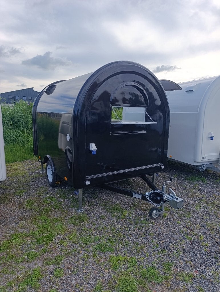 Foodtrailer Roundtop M zwart met CoC op voorraad!, Ophalen