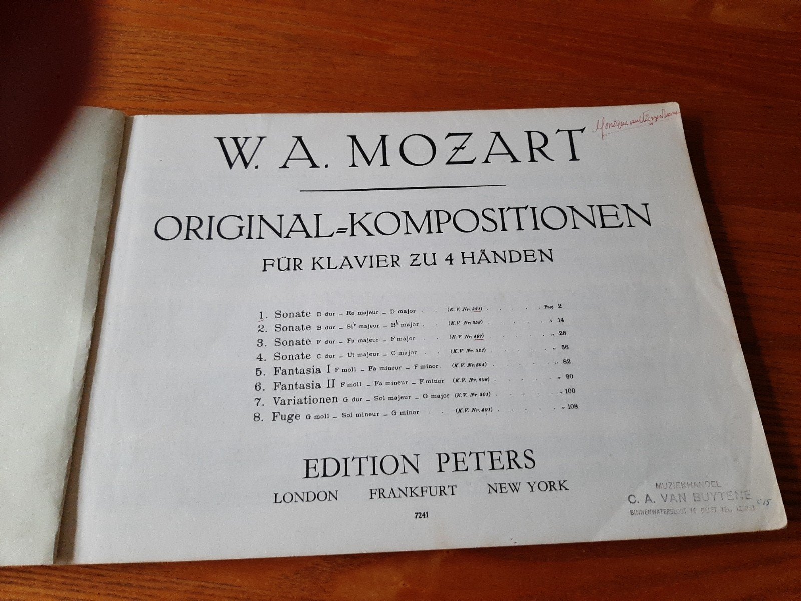 Quatre-mains muziek Mozart, Muziek en Instrumenten, Klassiek, Ophalen of Verzenden, Zo goed als nieuw, Artiest of Componist