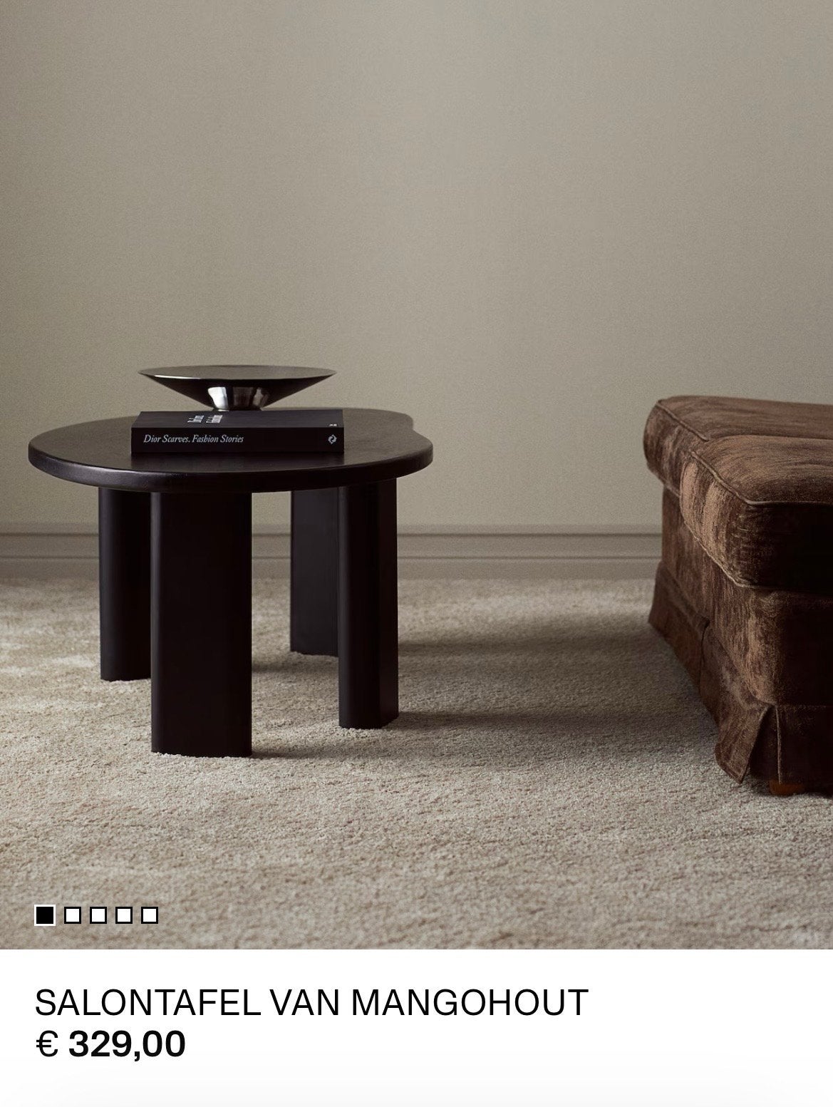 Zara Home Salontafel Mangohout Zwart, Ophalen, Nieuw, 50 tot 100 cm, Overige vormen