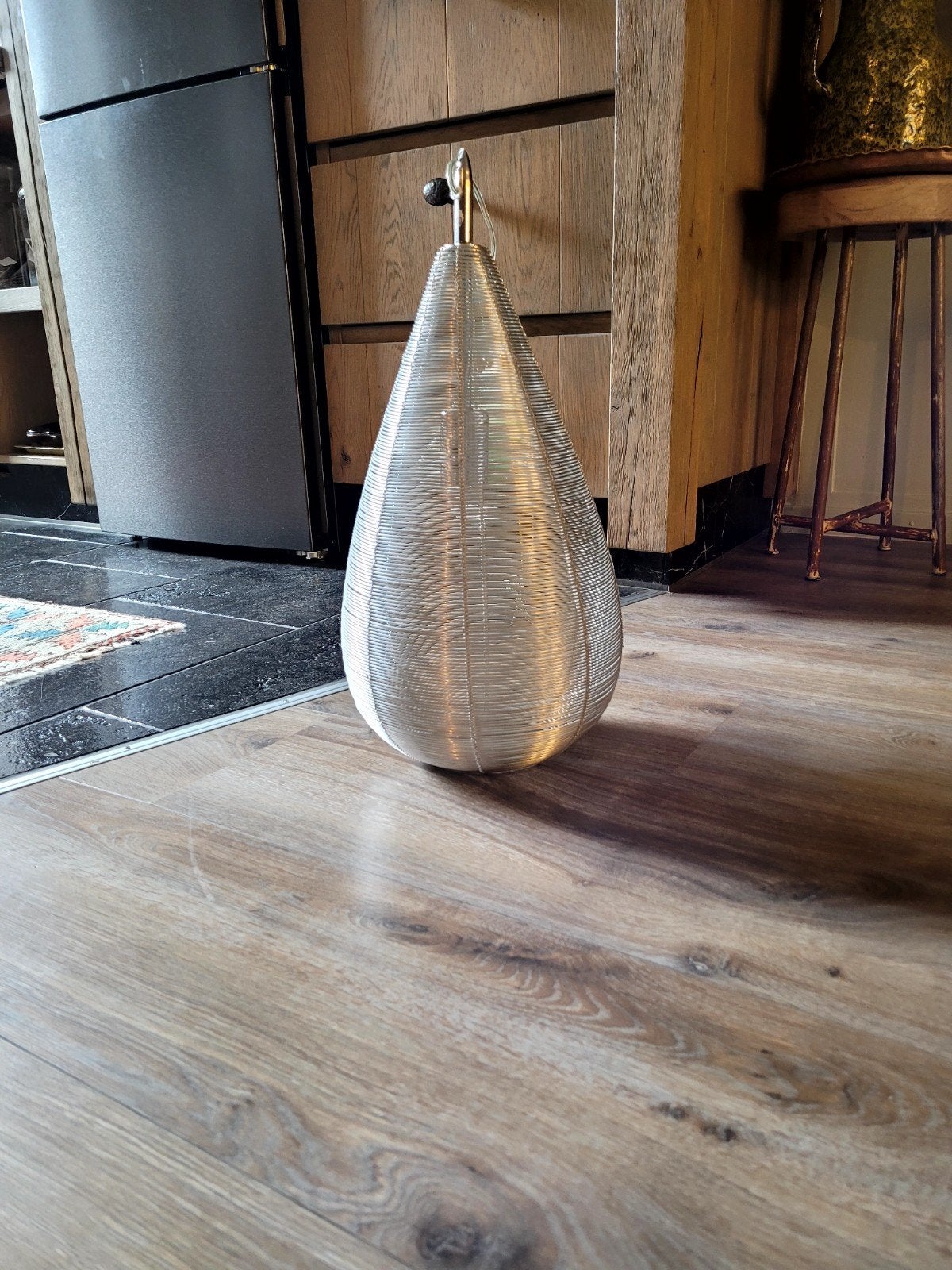 bow lamp, zilverkleurige draadlamp - sfeervol licht, Ophalen, Overige merken, Zo goed als nieuw, Zilver
