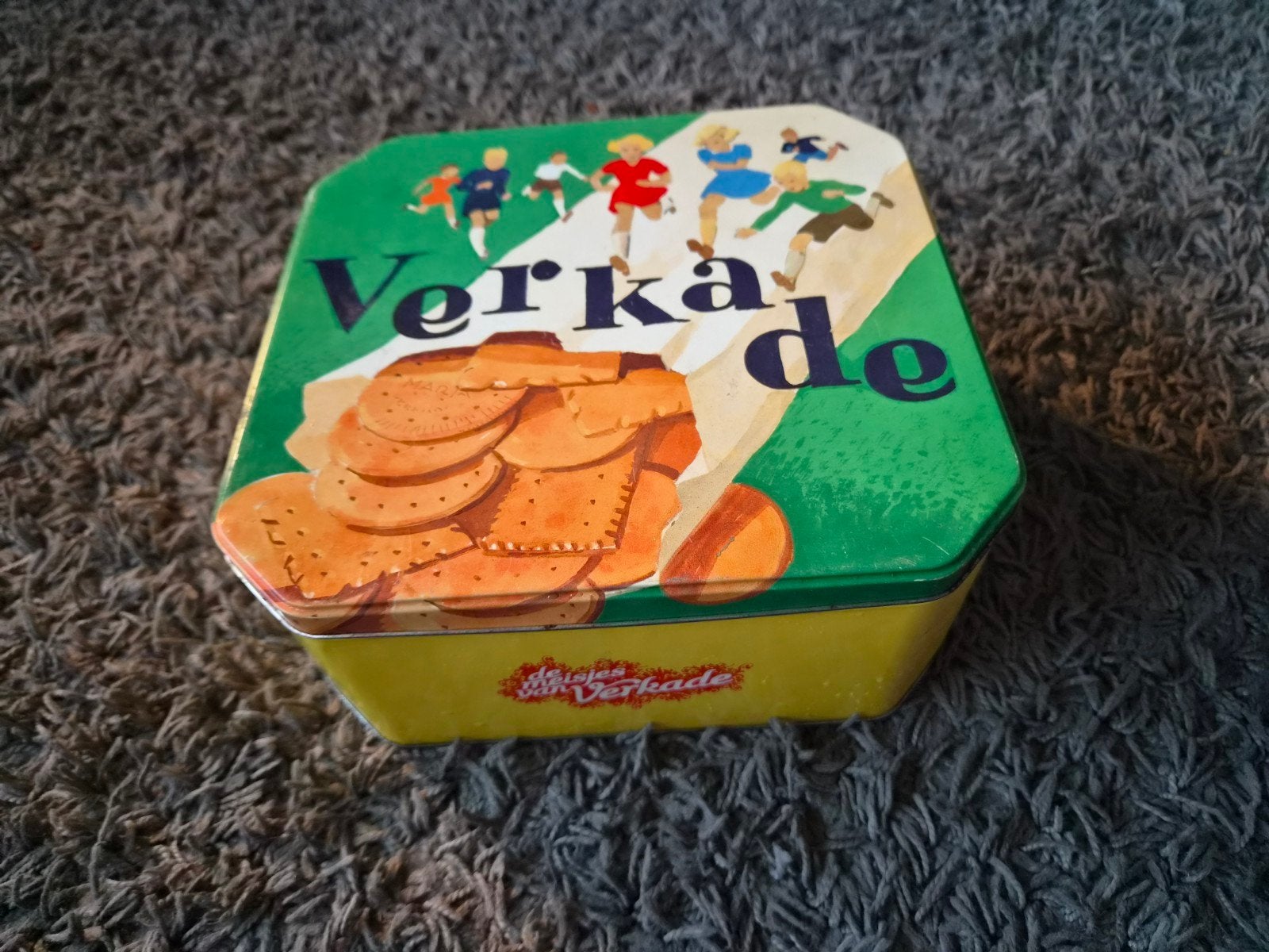 vintage Verkade blik 23 cm, Verzamelen, Blikken, Ophalen of Verzenden, Gebruikt, Koek(jes), Verkade