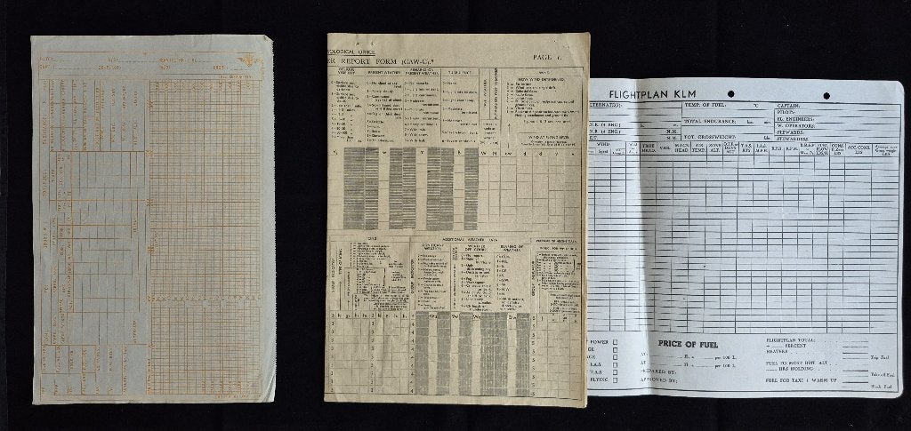 3 KLM vluchtpapieren uit de jaren 40 (K1260), Ophalen of Verzenden, Gebruikt, Overige typen