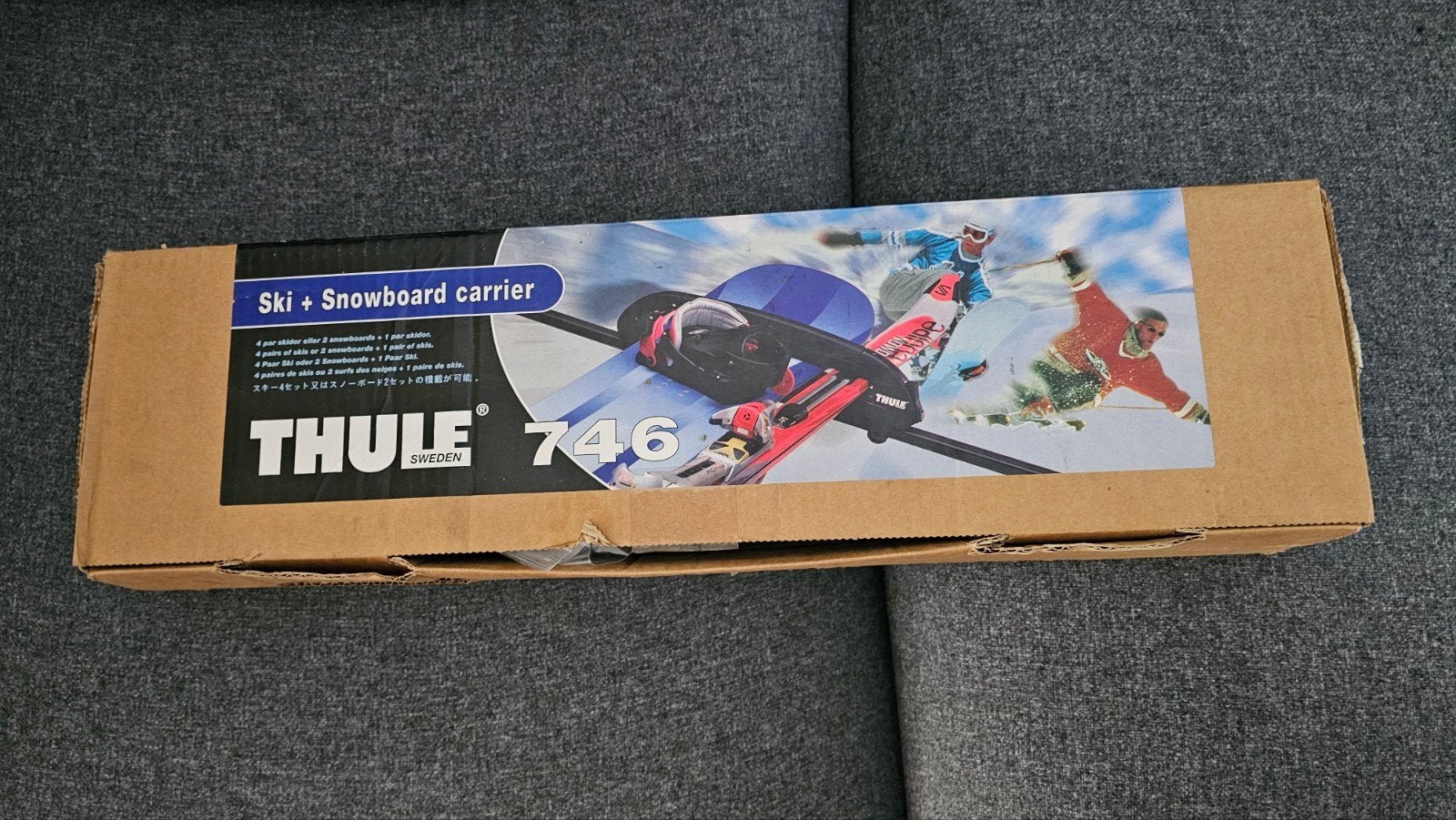 Thule 746 Ski + Snowboard drager (en werphengels), Ophalen of Verzenden, Zo goed als nieuw