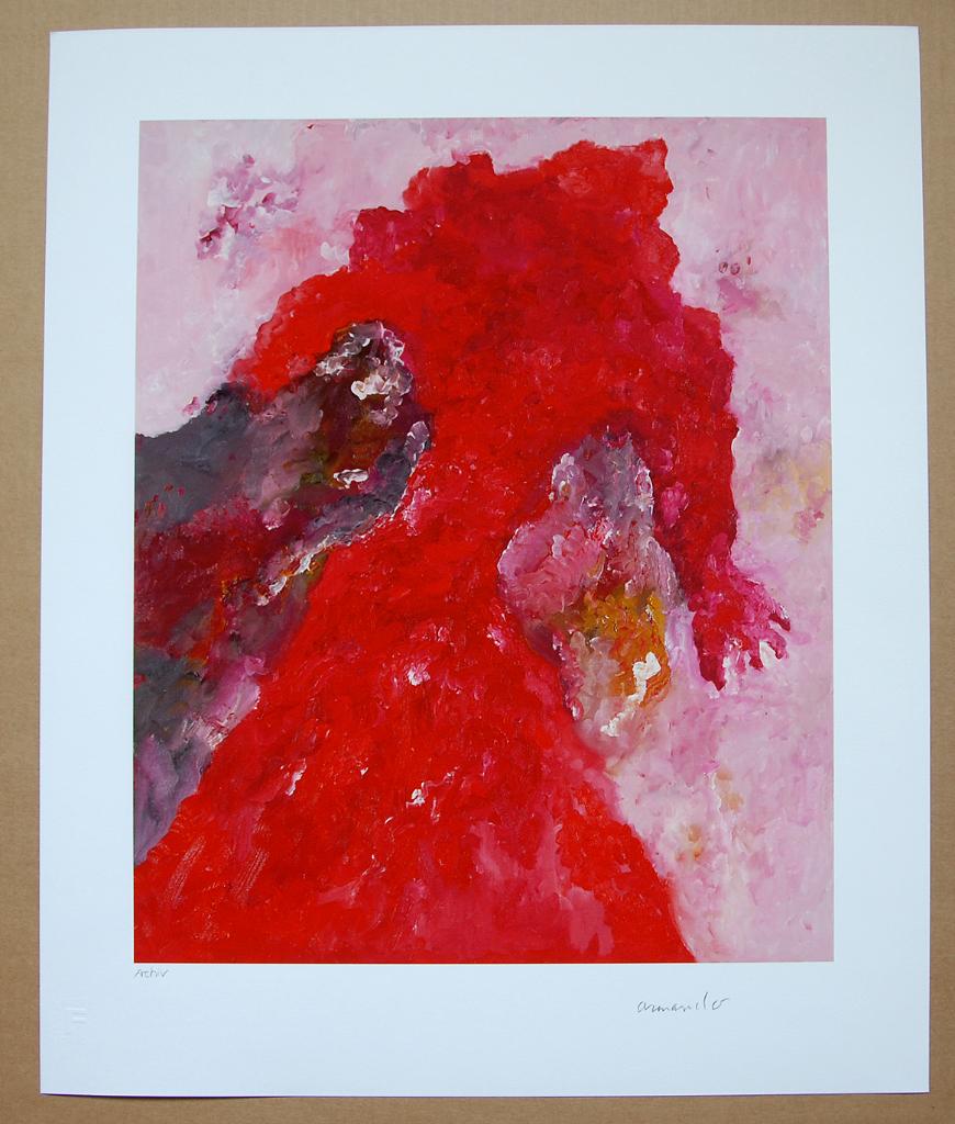 ## ARMANDO # Uniek Werk " Vrouw in Rood "30 Expl. Wereldwijd, Antiek en Kunst, Ophalen of Verzenden