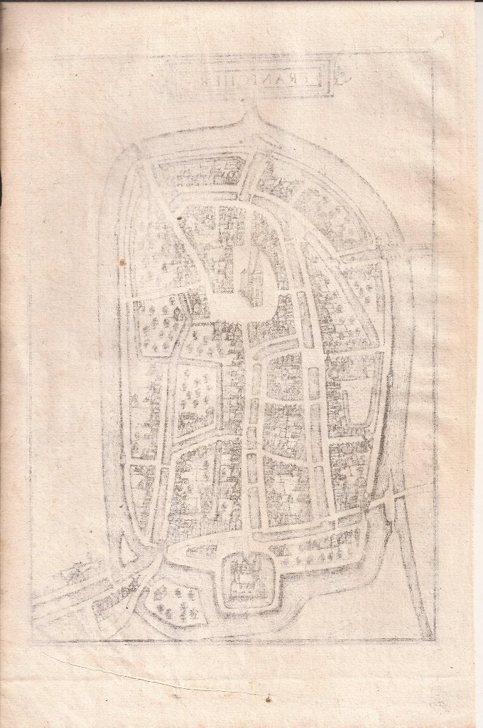 Franeker 'Franicher' Plattegrond 1582 Fraai !, Cartografie, Ophalen of Verzenden, Gravure, 24 cm
