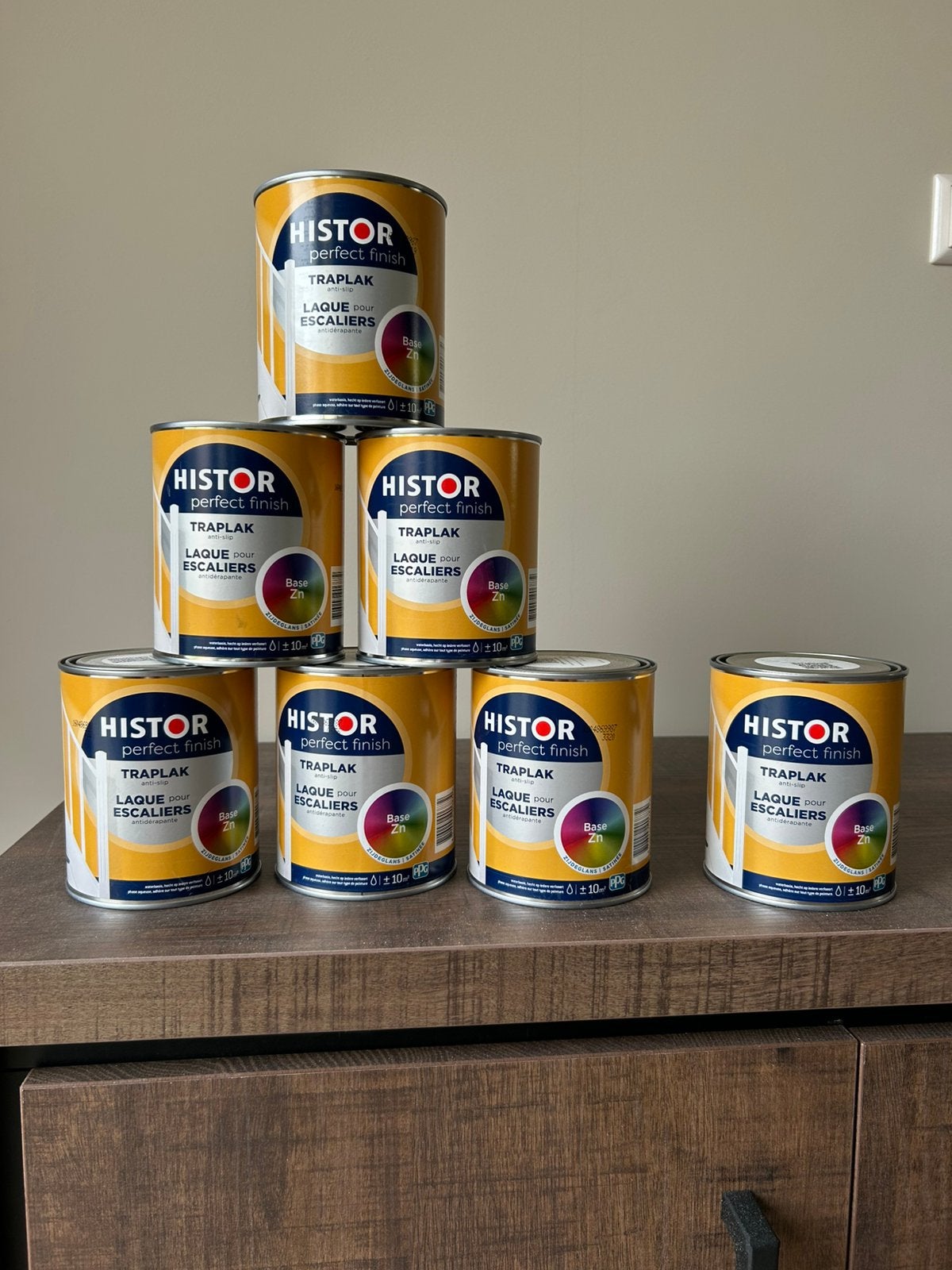 Histor trapverf (traplak) bruin 7 x 0,75 L, Ophalen, Bruin, Nieuw, Lak