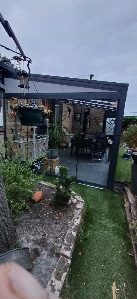 Moderne Serre/Veranda 6x3 meter met glazen schuifwanden, Ophalen, Zo goed als nieuw, Serre
