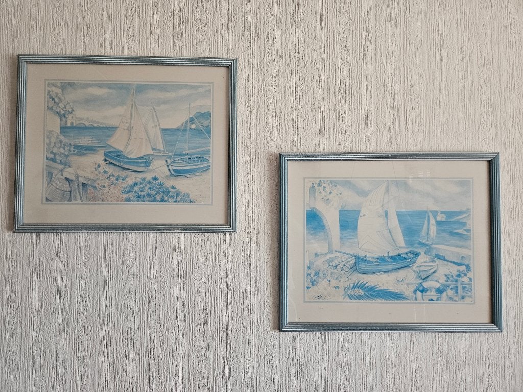 Twee leuke schilderijen samen voor, Ophalen, Gebruikt, 50 tot 75 cm, Schilderij