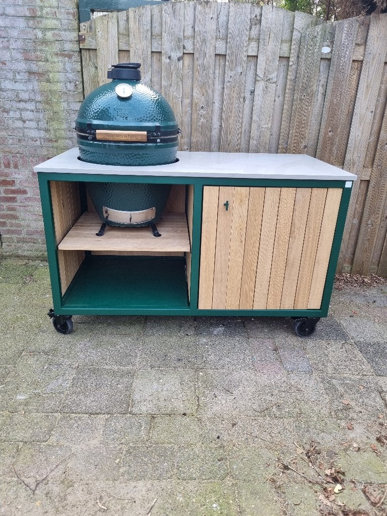 Big Green Egg Large met buitenkeuken, Ophalen, Zo goed als nieuw, Big Green Egg