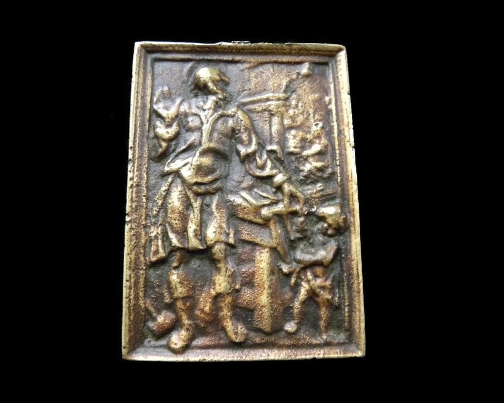 Antieke Franse Katholieke kerk bronzen Icoon Sint Jozef, Antiek en Kunst, Antiek | Religie, Ophalen of Verzenden