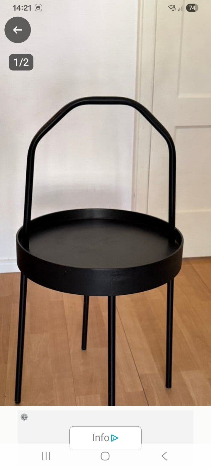 IKEA BURVIK bijzettafel zwart, Kunststof, Rond, Ophalen of Verzenden, Zo goed als nieuw
