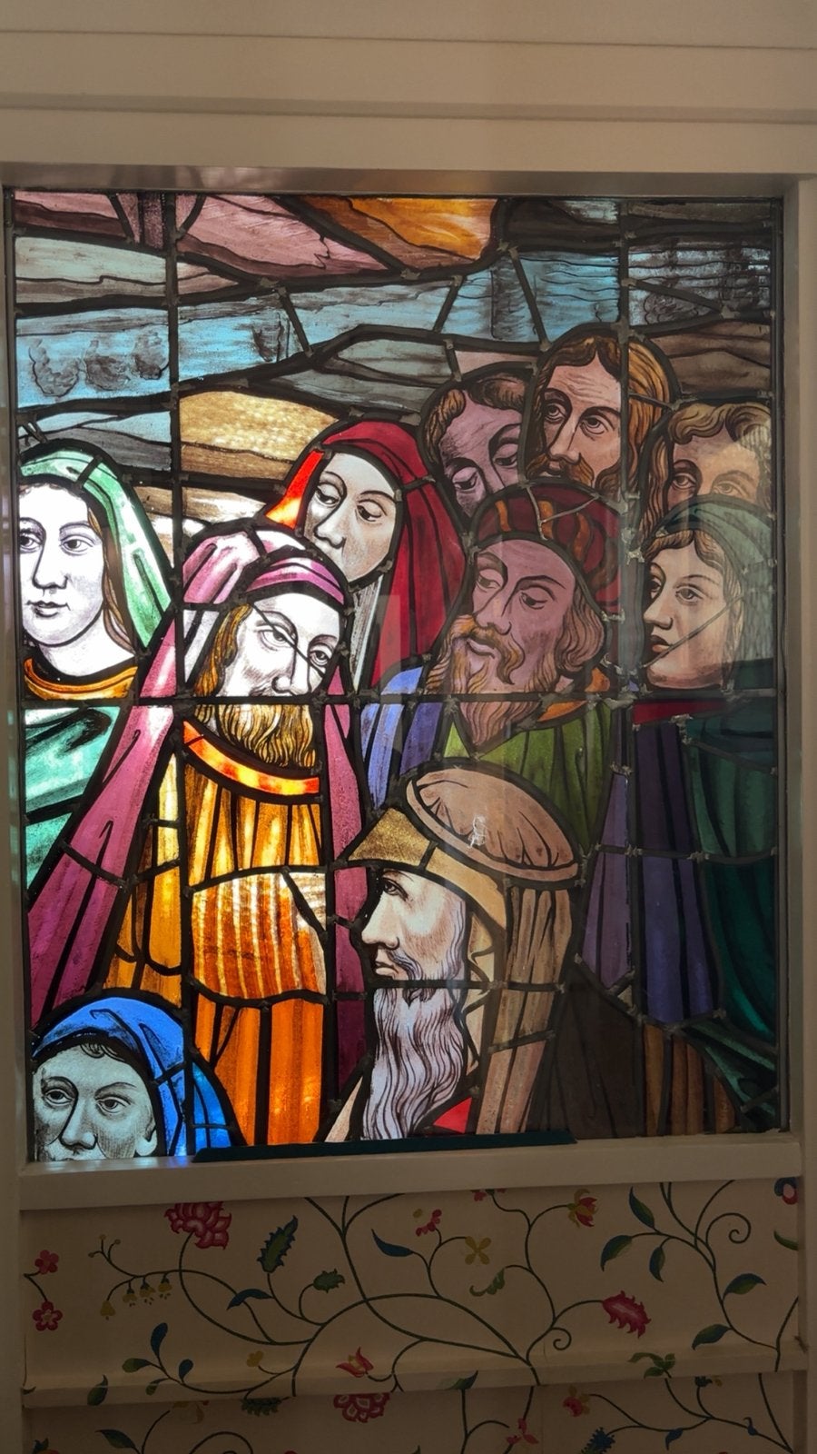 Glas in lood raam religieus 80x104, Antiek en Kunst, Ophalen