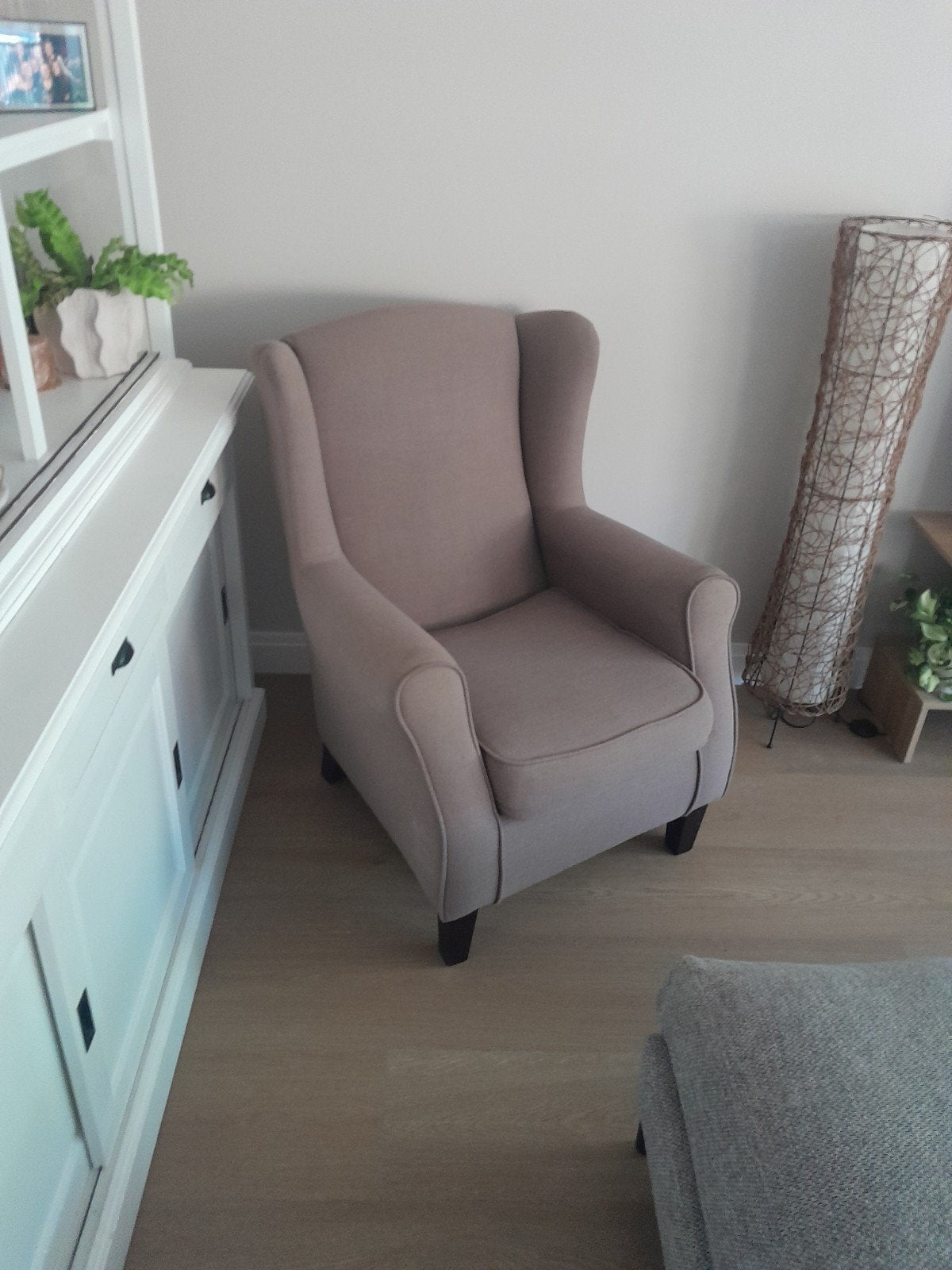 Bruin-grijze comfortabele stoel, 75 tot 100 cm, Ophalen of Verzenden, 75 tot 100 cm, Stof