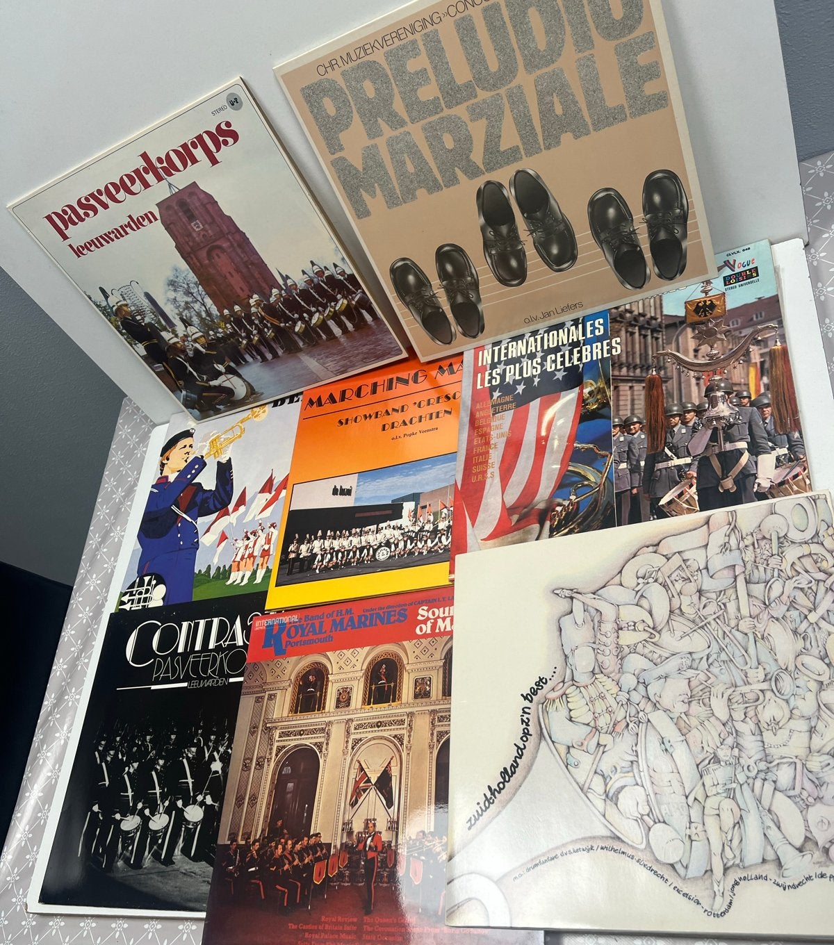 17. Diverse militaire en fanfare vinyl LP's - 9 stuks, LP, Gebruikt, Overige genres, Ophalen of Verzenden