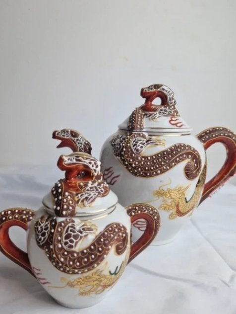 Oriental Japanese Dragon Cream Tea Pot 1940's, Ophalen of Verzenden, Gebruikt, Overige stijlen, Overige typen