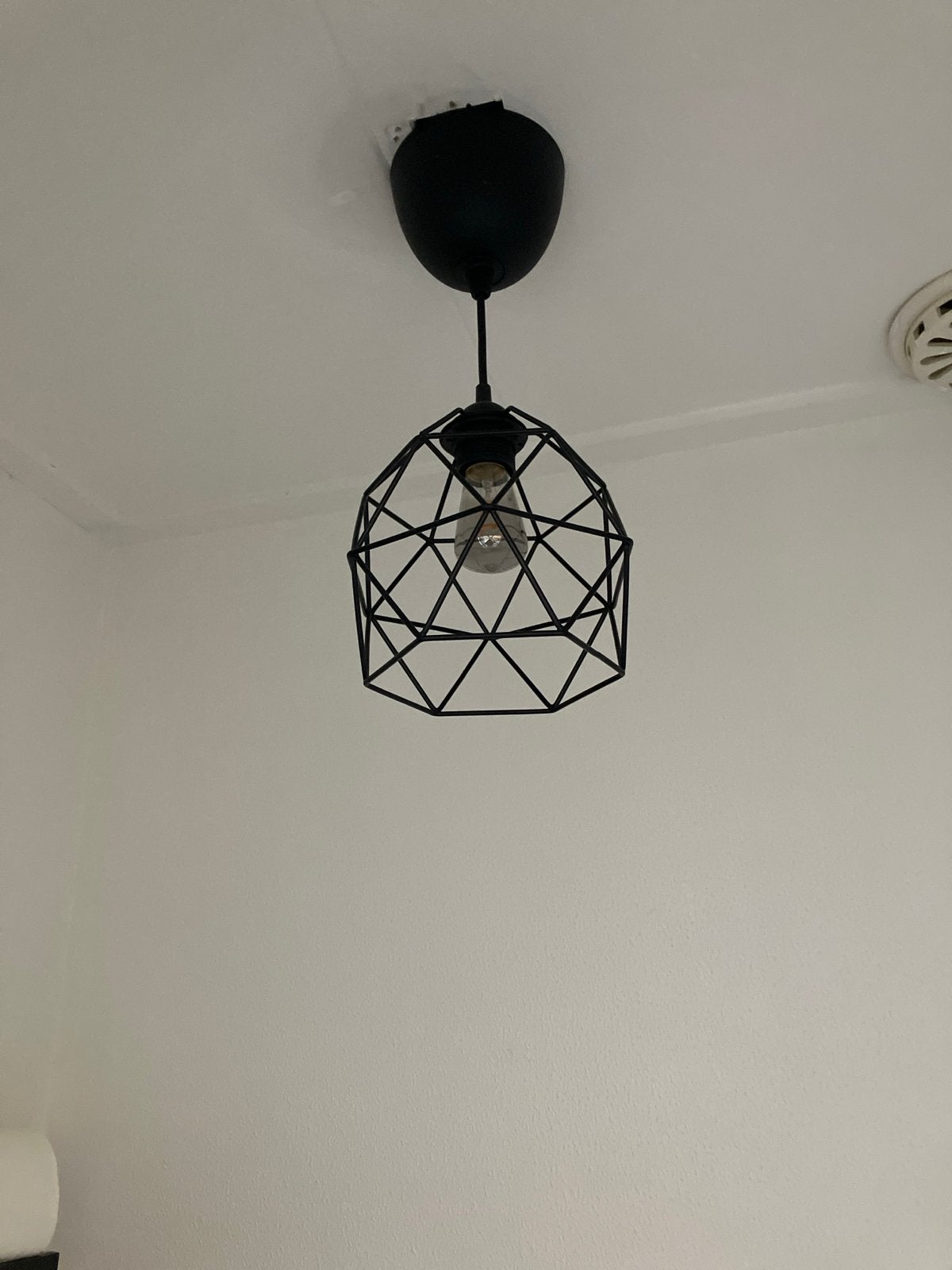Zwarte draadlamp - Plafondlamp - Geometrisch design, Huis en Inrichting, Ophalen, Zo goed als nieuw, Metaal, E27 (groot)