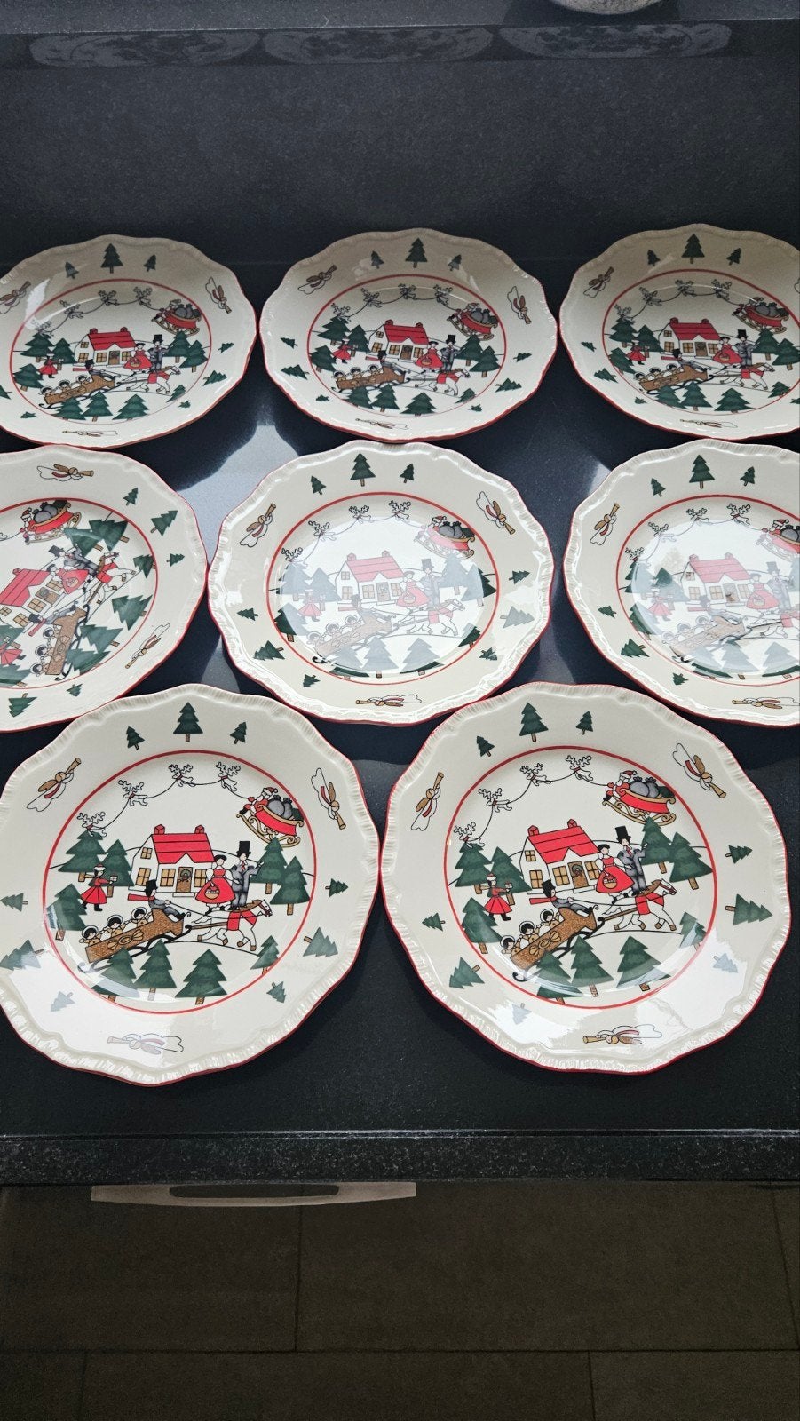 Mason's Christmas Village Borden - Set van 8, Overige merken, Ophalen of Verzenden, Zo goed als nieuw, Bord(en)