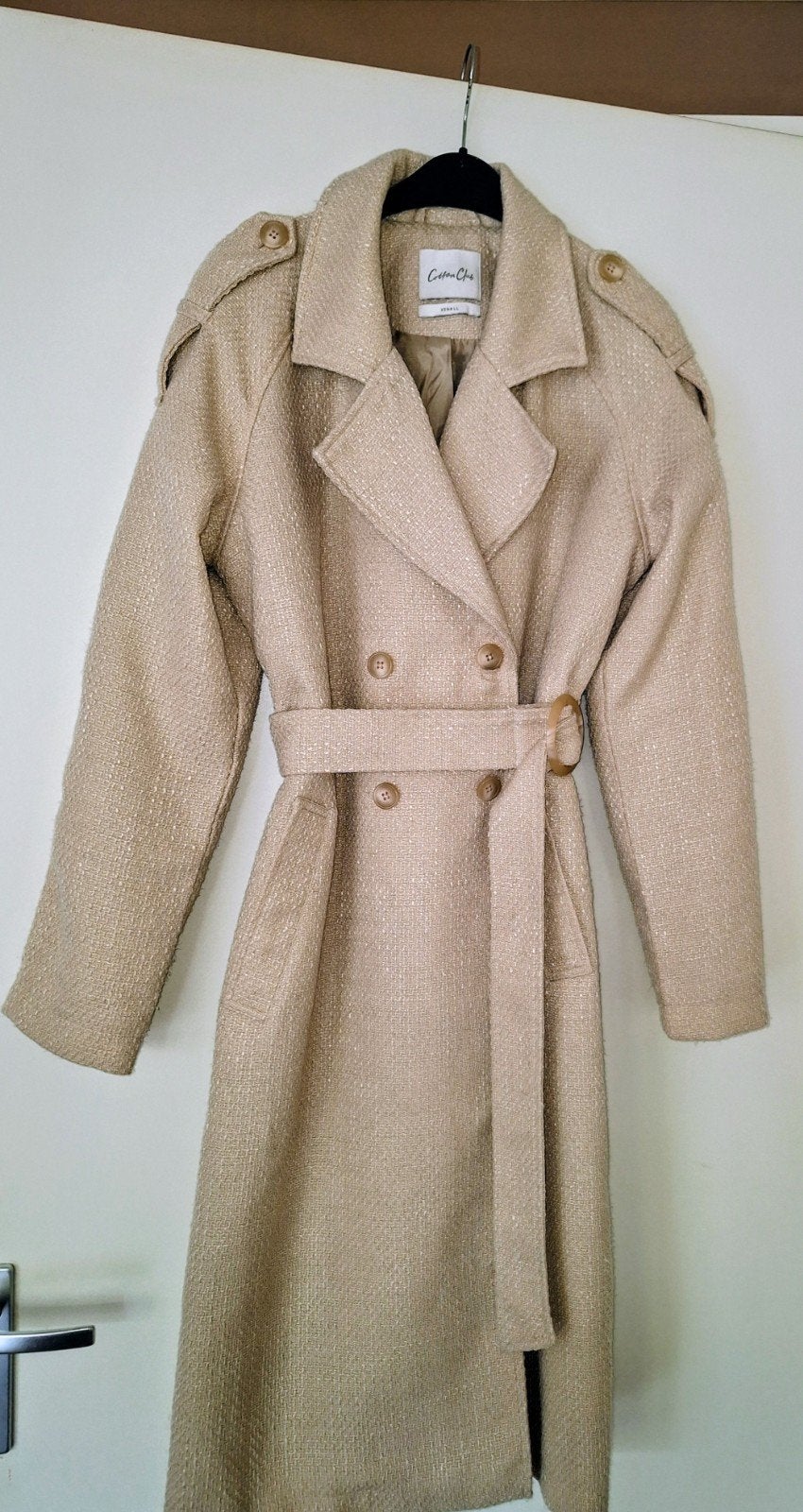 Cotton club, Beige gevoerde trenchcoat jas, XS (S), Kleding | Dames, Beige, Ophalen of Verzenden, Zo goed als nieuw, Maat 36 (S)