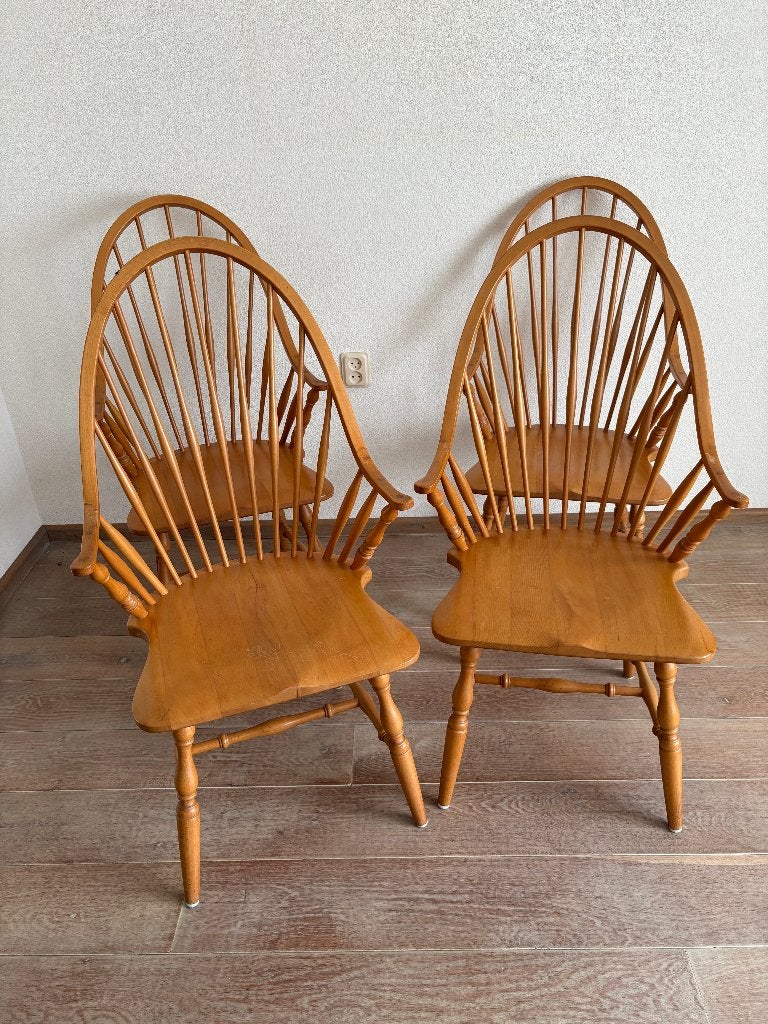 Spijlenstoelen - hout (4 stuks), Ophalen, Gebruikt, Overige kleuren, Vier