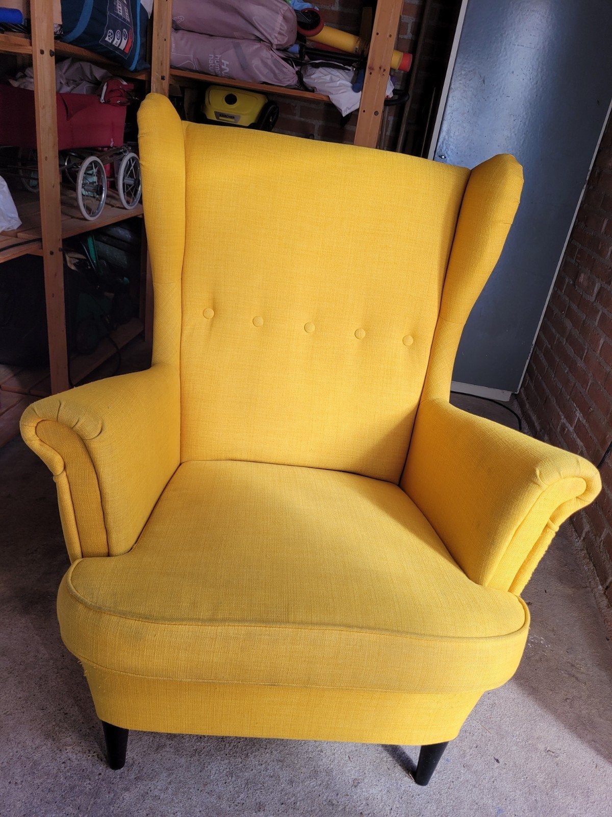 Gele oorfauteuil - Comfortabele en stijlvolle stoel, Huis en Inrichting, Ophalen, Gebruikt, Klassiek, Modern, Comfort, 75 tot 100 cm