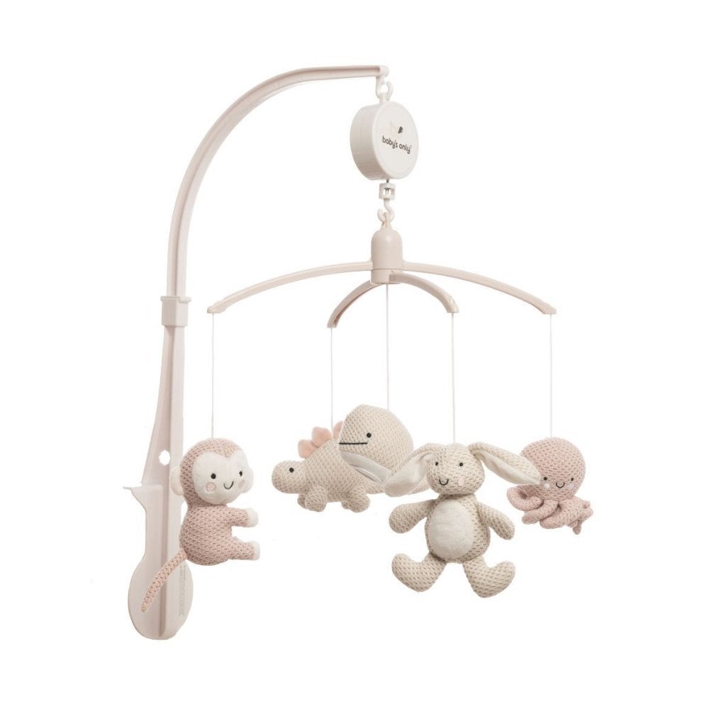 Muziekmobiel Animal Baby's Only Old Pink/Warm Linen, Kinderen en Baby's, Ophalen of Verzenden, Zo goed als nieuw, Mobiel, Met geluid