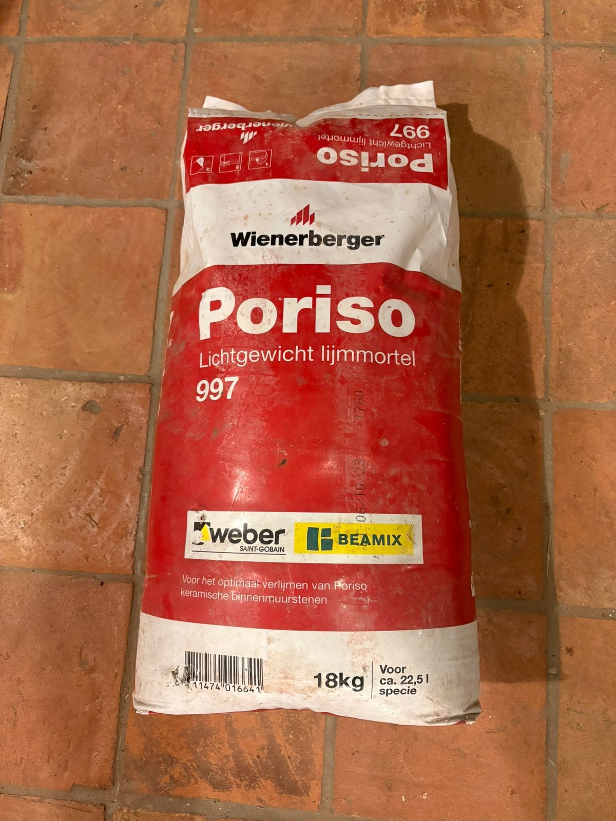 Poriso lichtgewicht lijmmortel 997 18kg over na verbouwing, Ophalen, Zo goed als nieuw