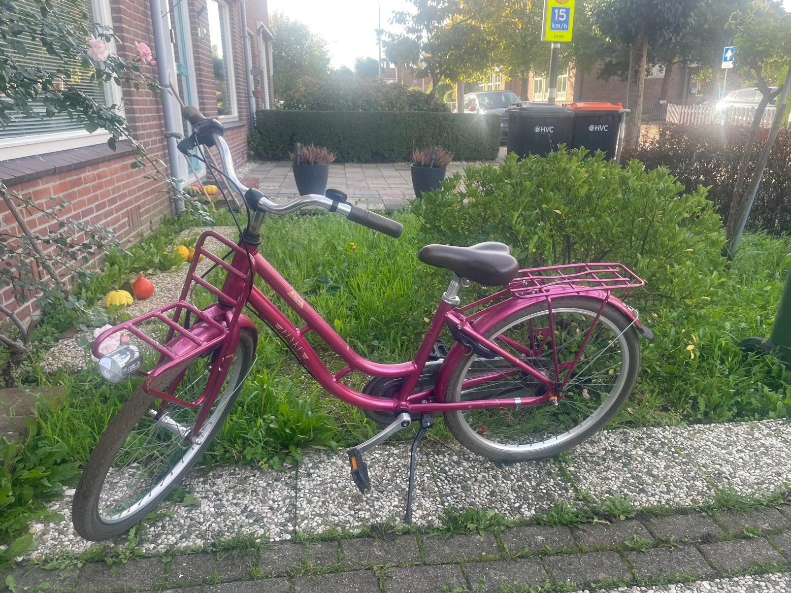 Roze kinderfiets 24 inch met voordrager en bagagedrager, Fietsen en Brommers, Ophalen, Zo goed als nieuw, 24 inch