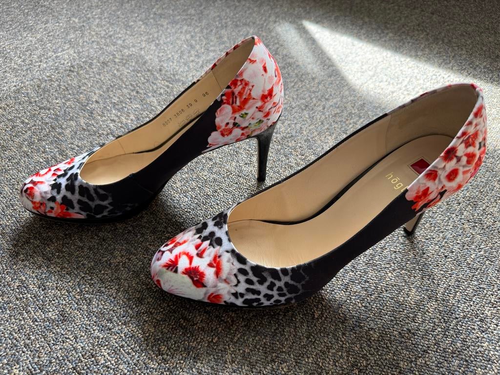 Hogl pumps met bloemenprint en luipaarddetails - Maat 43, Pumps, Overige kleuren, Verzenden, Zo goed als nieuw