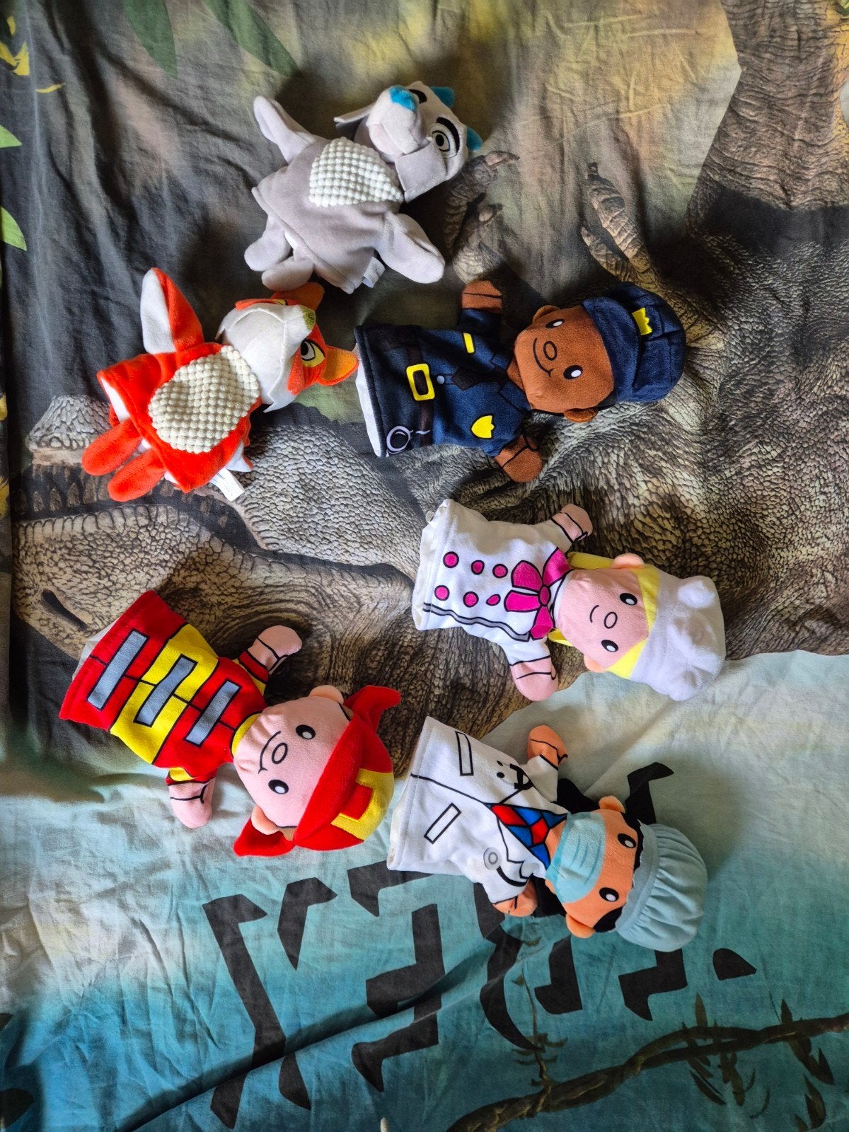 Set van 6 handpoppen: beroepen en dieren, Ophalen of Verzenden, Gebruikt, Overige typen