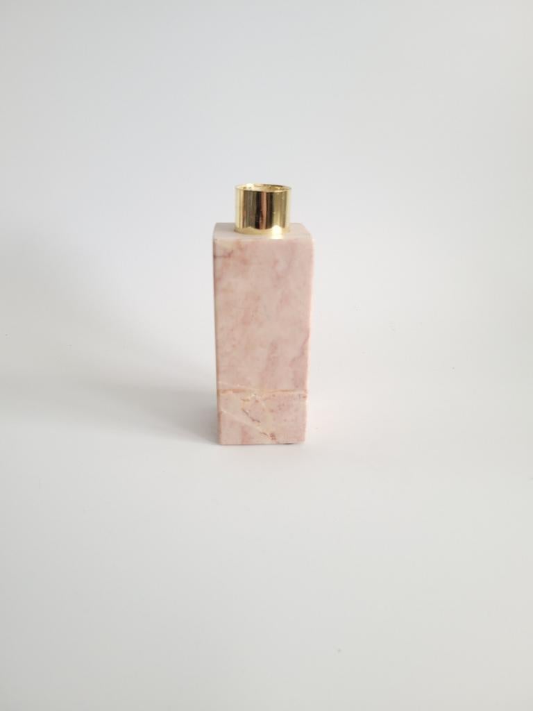 Roze steen edelsteen? zware kaarsenstandaard, Ophalen of Verzenden, Overige materialen