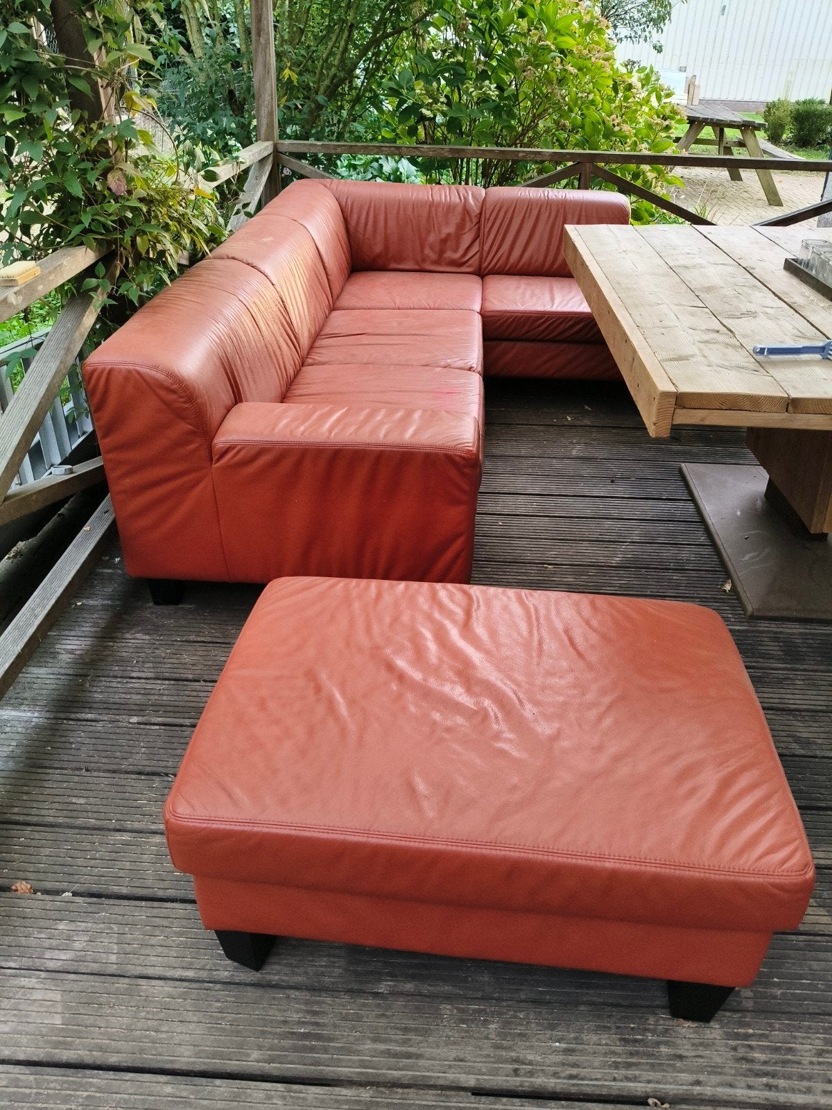Hoekbank met hocker, Ophalen, Gebruikt, Hoekbank, 200 tot 250 cm