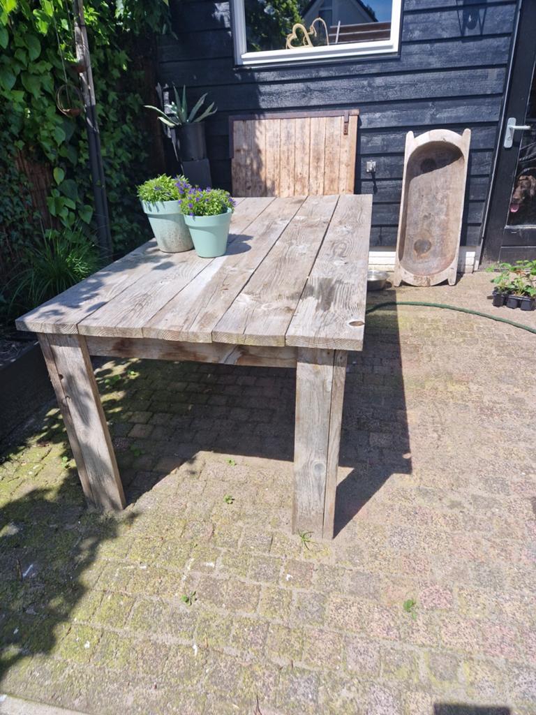 Mooie degelijke houten buitentafel 25 euro!!, Ophalen, Rechthoekig, Hout