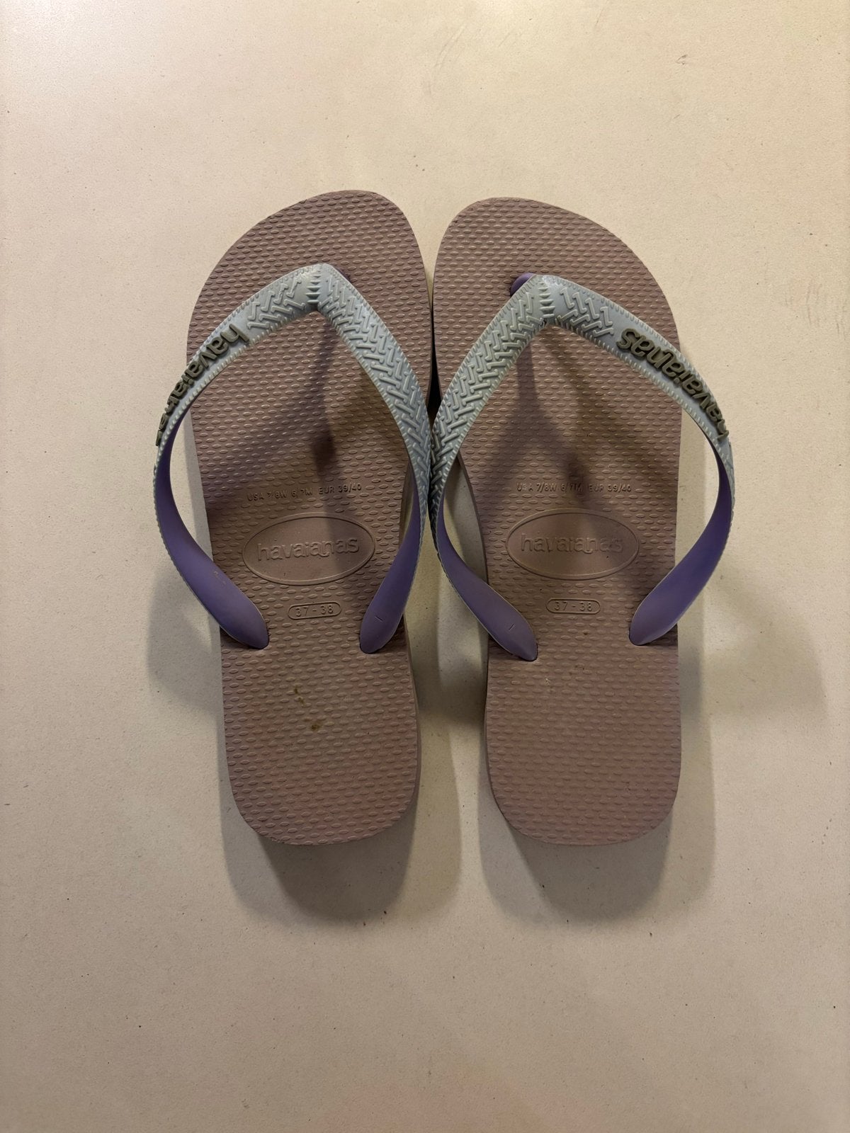 Havaianas slippers maat 37-38, lila/paars gedragen staat!, Slippers, Overige kleuren, Ophalen of Verzenden, Gedragen