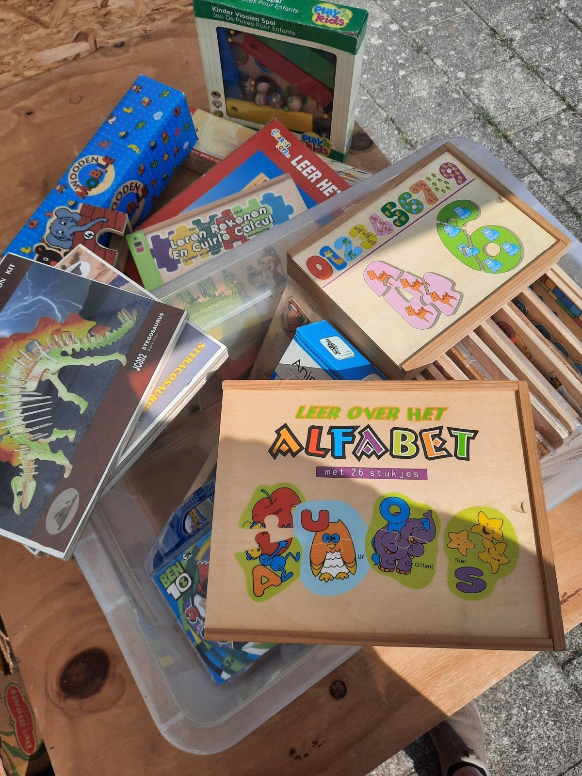 Partij houten spellen en puzzels voor kinderen, Ophalen, Gebruikt, Taal en Lezen