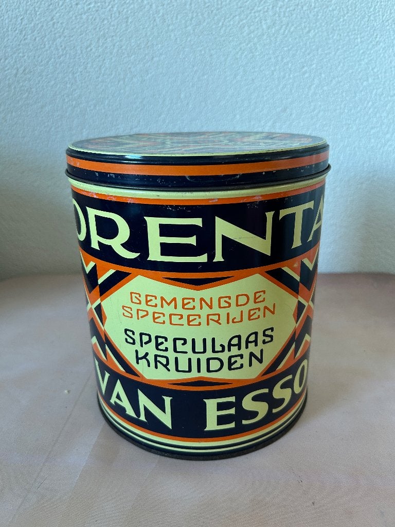 Vintage art deco Orenta Rotterdam speculaaskruiden blik, Ophalen of Verzenden, Gebruikt, Overige, Overige merken