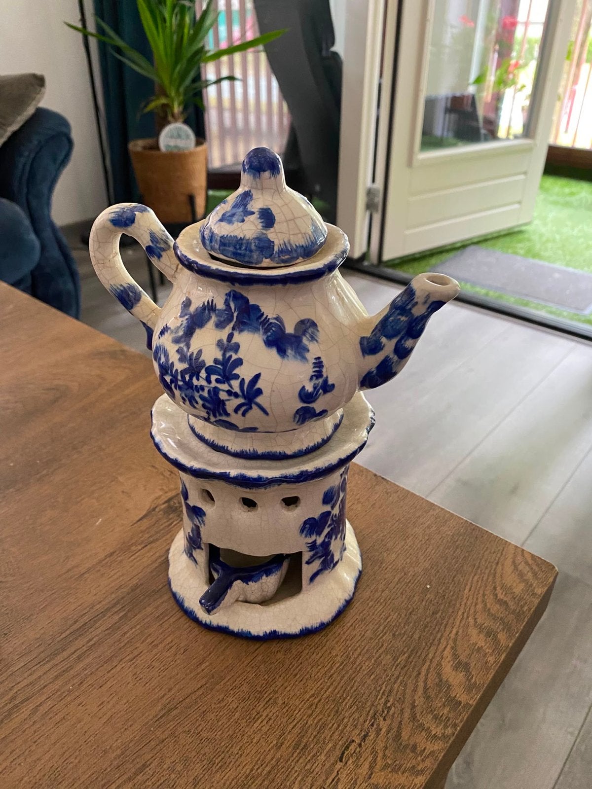Delfts Blauw theepot met theelichtje, Ophalen of Verzenden