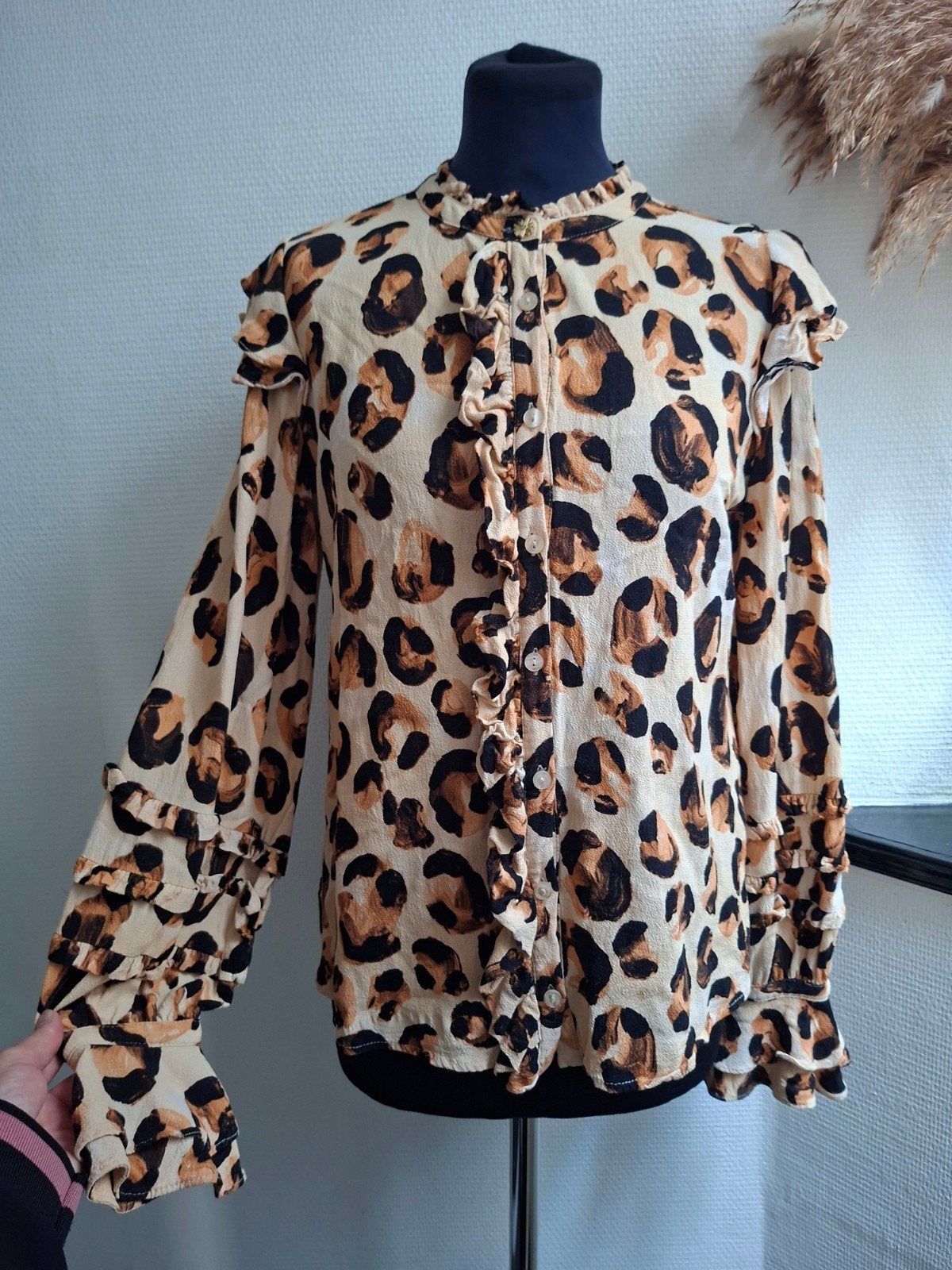 Prachtige Panterprint Blouse van Fabienne Chapot! Maat 36, Beige, Ophalen of Verzenden, Zo goed als nieuw, Fabienne Chapot